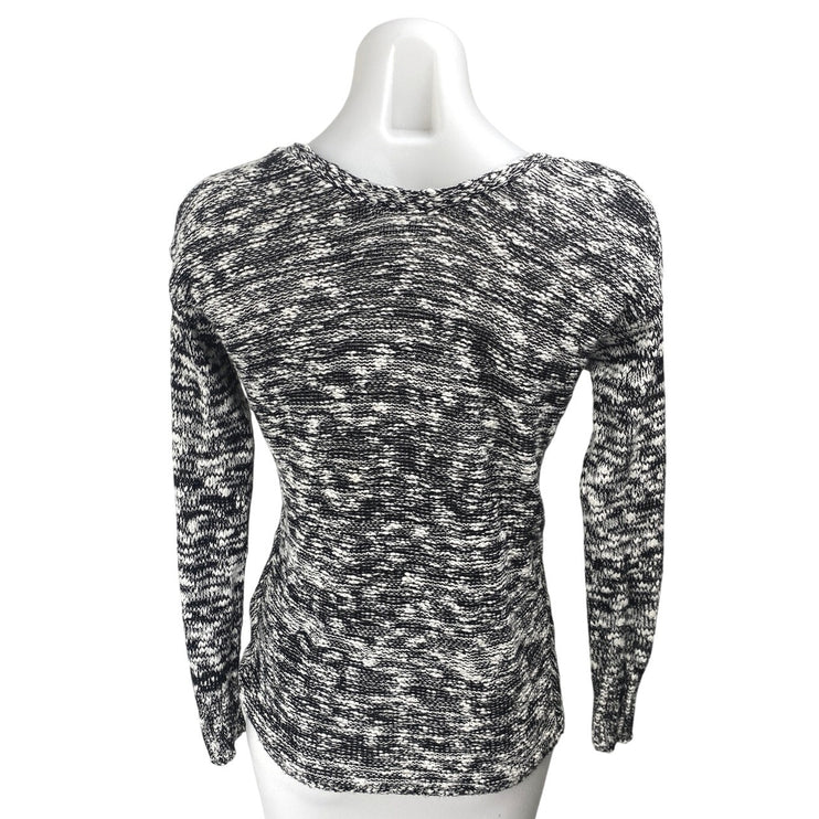 Guess Women's Black White Knit Long Sleeve V Neck T Shirt Sweater Top Size XS