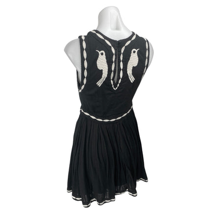 Free People Birds of a Feather Black Floral Embroidered Fit & Flare Mini Dress 4