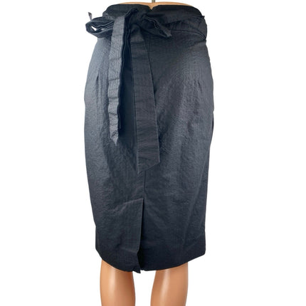 J.Crew Women's Black Pleated Tie Waist Knee Length Straight Pencil Skirt Size 0