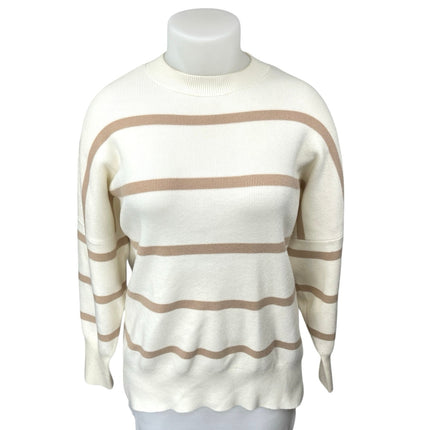 Abercrombie & Fitch White Brown Striped Long Sleeve Oversized Sweater Top XL