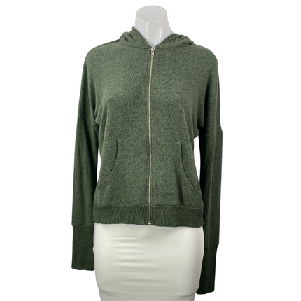 Jac Parker Women's Olive Green Knit Full Zip Pocket Hoodie Hooded Sweatshirt S
