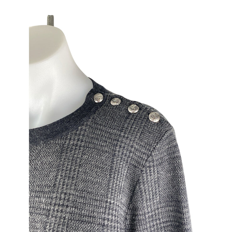 Lauren Ralph Lauren Gray Wool Cashmere Plaid Check Sweater Blazer Dress Set L