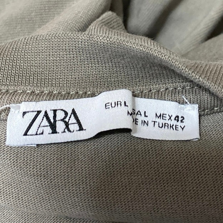 Zara Men's Gray Short Sleeve Crew Neck Slim Fit Casual Tee T-Shirt Top Size L