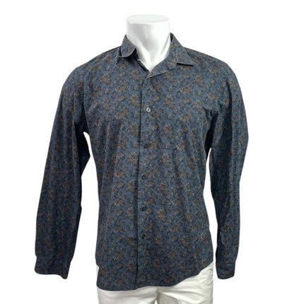 Zara Men's Floral Collared Long Sleeve Slim Fit Casual Button Down Shirt Top L