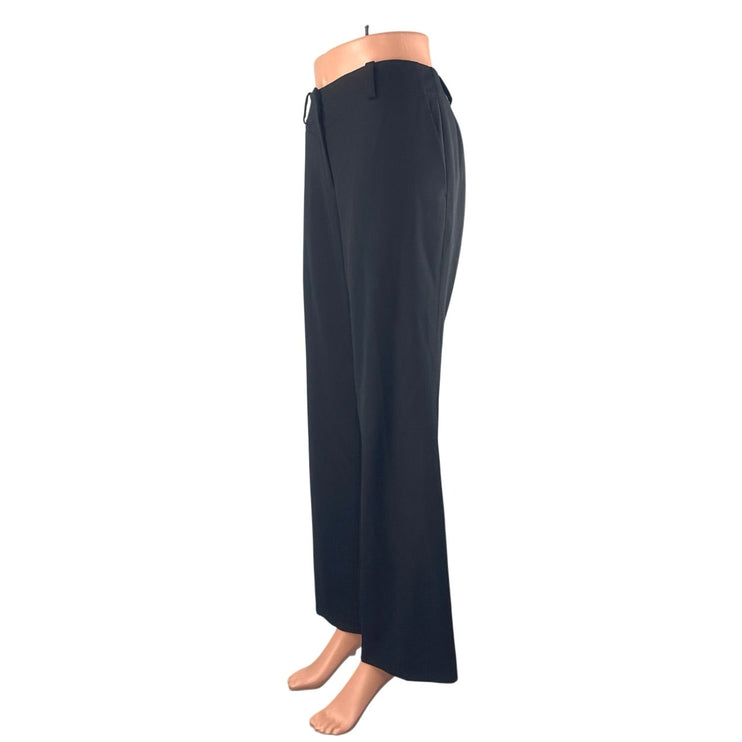 Ann Taylor Women's Black Mid Rise Wide Leg Baggy Trousers Dress Pants Size 8P