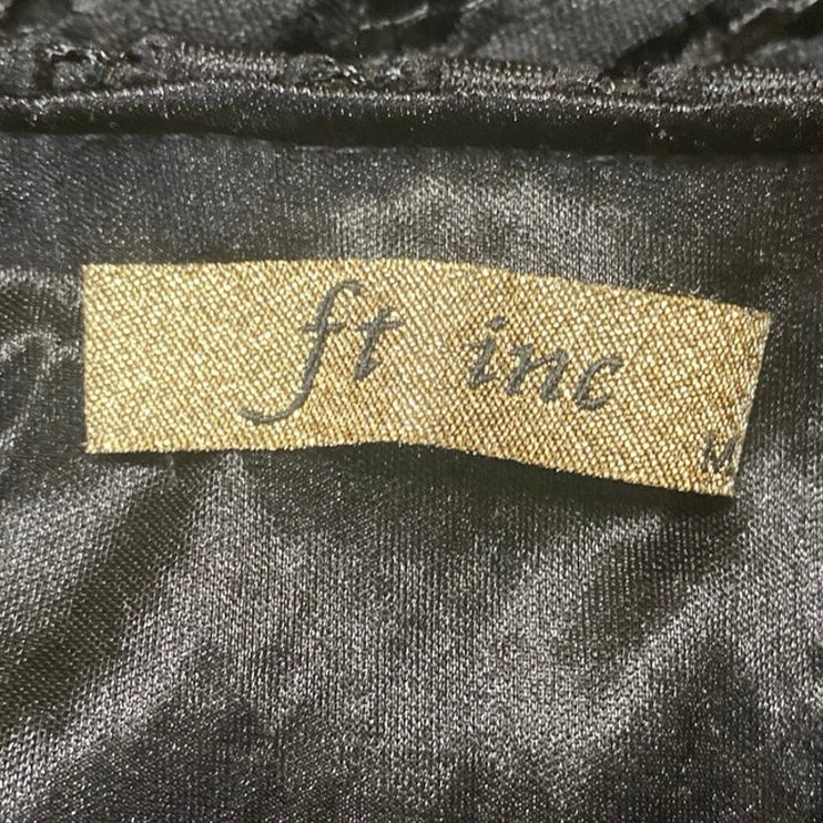 Ft Inc Black Ribbed Knit Fringe Trim Boho Maxi Straight Pencil A-Line Skirt Sz M