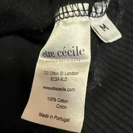 Etre Cecile Black Gold Metallic Logo Long Sleeve Pullover Sweatshirt Top Size M