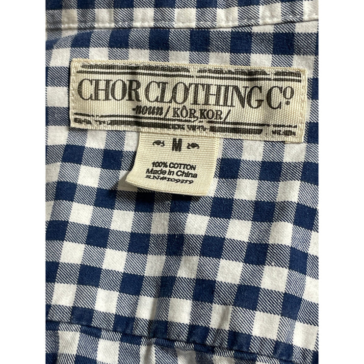 Chor Clothing Co Men's Blue Gingham Check Long Sleeve Button Down Shirt Top M