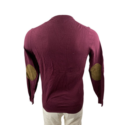 Massimo Dutti Men's Red Silk Elbow Pad V Neck Long Sleeve Sweater Top Size S