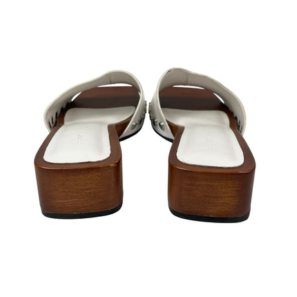 Oak + Fort Women's Wooden Sole Low Block Heel Square Toe Clog Slides 8 (9.5in)