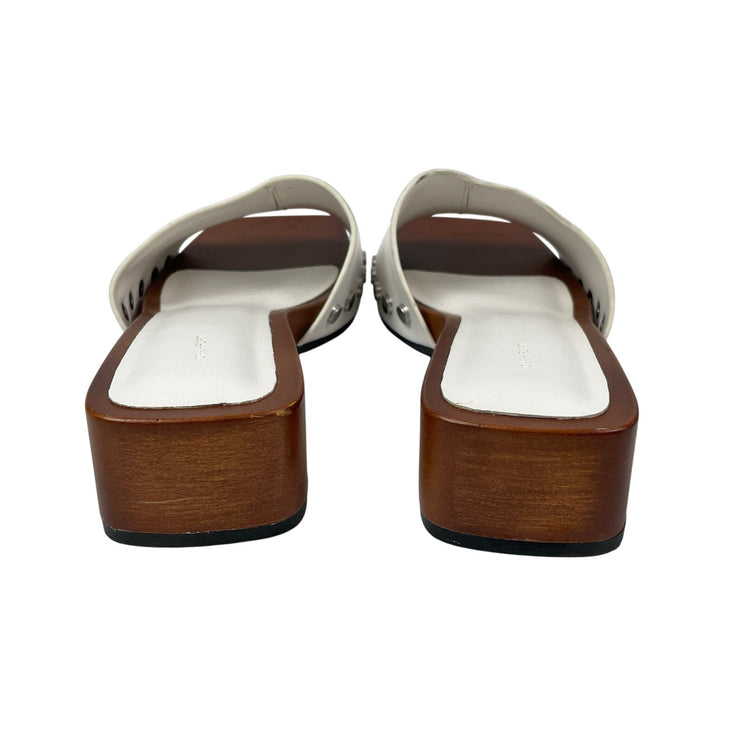 Oak + Fort Women's Wooden Sole Low Block Heel Square Toe Clog Slides 8 (9.5in)
