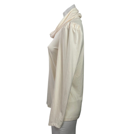 Susan Graver Women's Cream Cowl Neck Layer Stretch Long Sleeve Top Size XXS