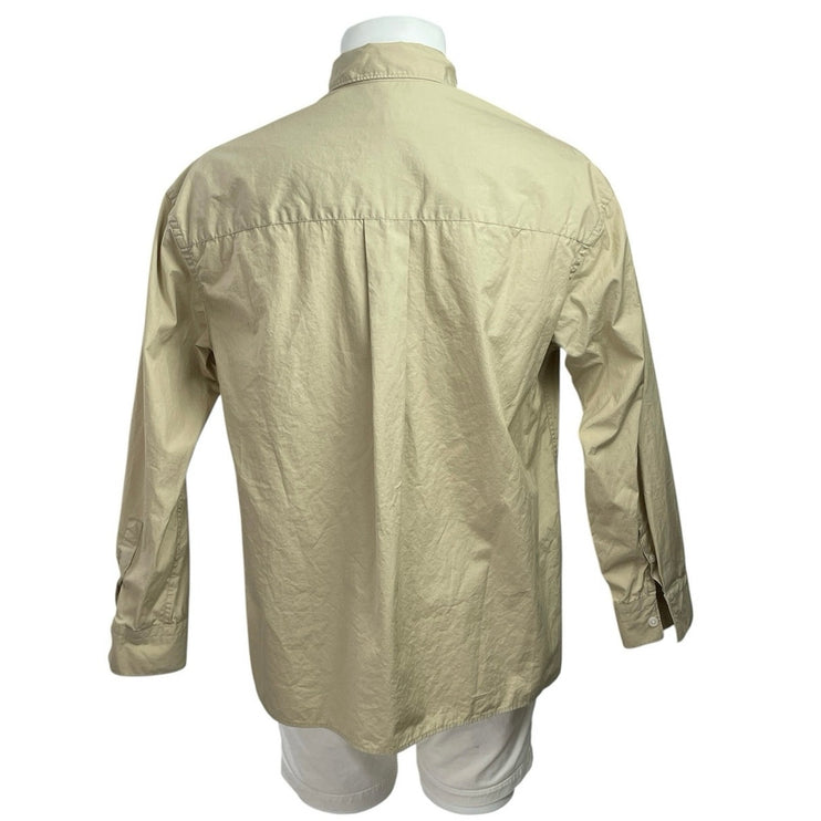 Zara Men's Beige Collared Long Sleeve Chest Pocket Casual Button Up Shirt Top M