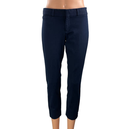 Banana Republic Sloan Women Black Mid Rise Skinny Cropped Trousers Pants Size 2P