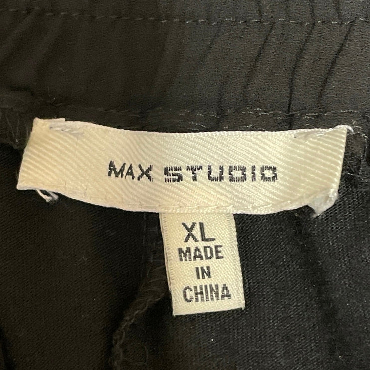 Max Studio Women's Black Pleated High Waisted Maxi Flared A-Line Skirt Size XL