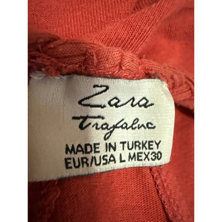 Zara Red Sleeveless Knit Braided Fringe Cami Camisole Racerback Tank Top Size L