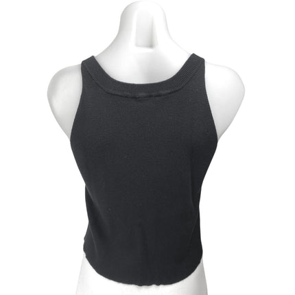 Venus Women's Black Sleeveless Tie Hem Ribbed Knit Cami Camisole Tank Top Size S