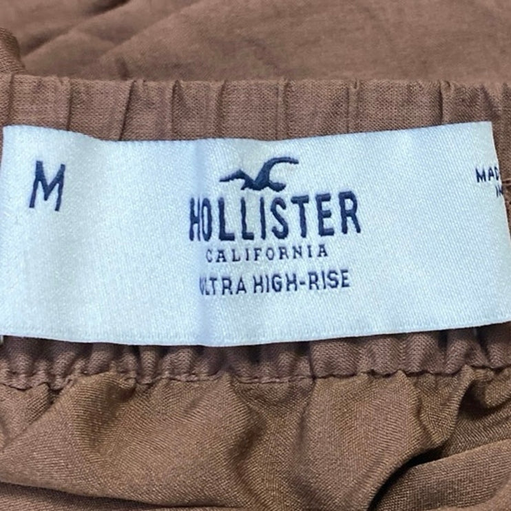 Hollister Brown Floral Embroidered High Waisted Pull On A Line Mini Skirt Size M
