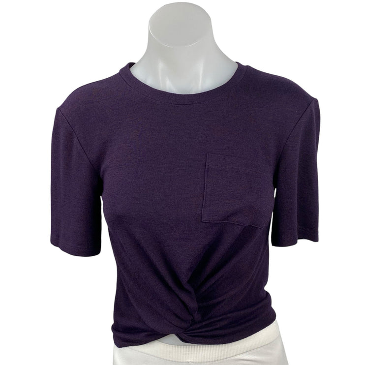 Aritzia Wilfred Free Women's Purple Short Sleeve Twist Front Tee Crop Top Size S
