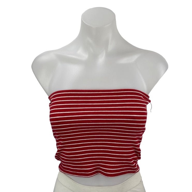 Lot of 2 Brandy Melville Striped Red Multicolor Tube Bandeau Crop Top Size S