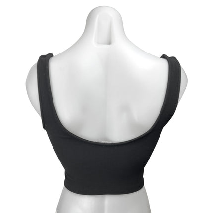 Zara Black Ribbed Knit Sleeveless Sweetheart Neck Pullover Crop Tank Top Size S