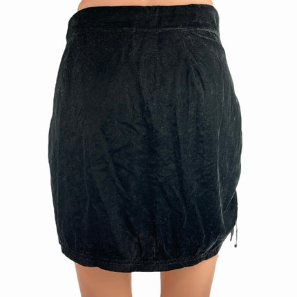 Free People x Revolve Vivienne Black Velvet Velour Ruched Short Mini Skirt Sz 4