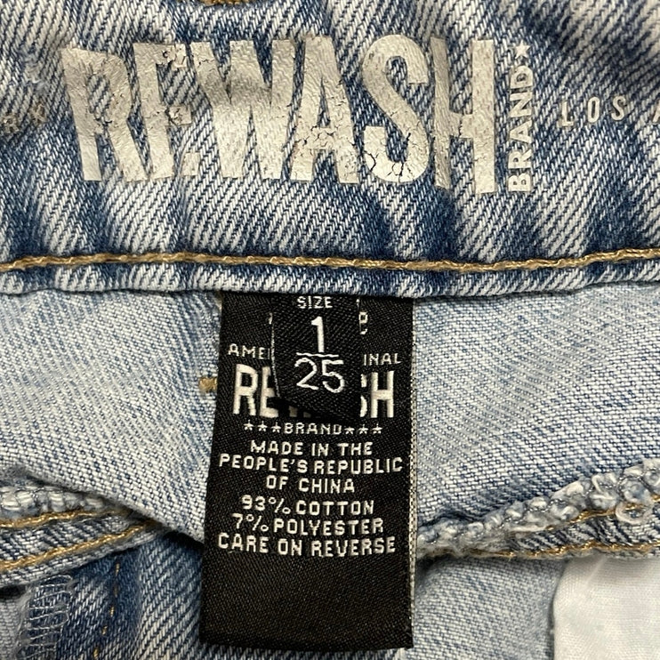 Rewash Women's Blue Light Wash Distressed Cut Off High Rise Denim Jeans Size S