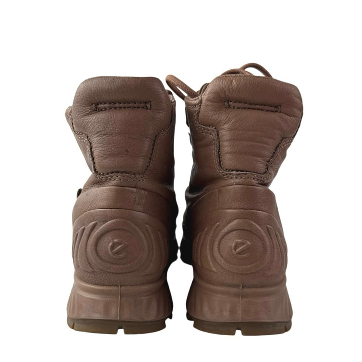 ECCO Exostrike Women's Brown Leather Round Toe Lace Up Hiking Boots Size 7-7.5