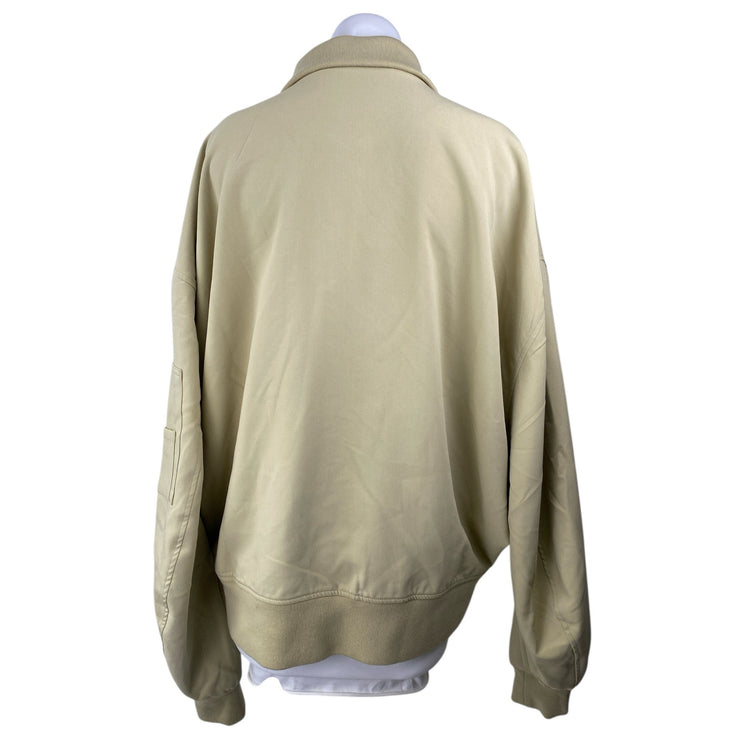 WeWoreWhat Khaki Tan Twill Collared Long Sleeve Full Zip Bomber Coat Jacket Sz M