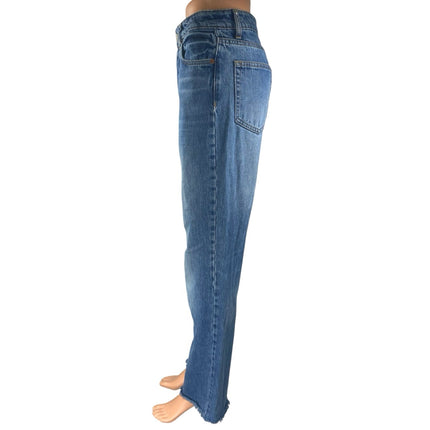 Reformation Women's Blue Straight Leg Frayed High Waist Denim Jeans Pants Sz 26