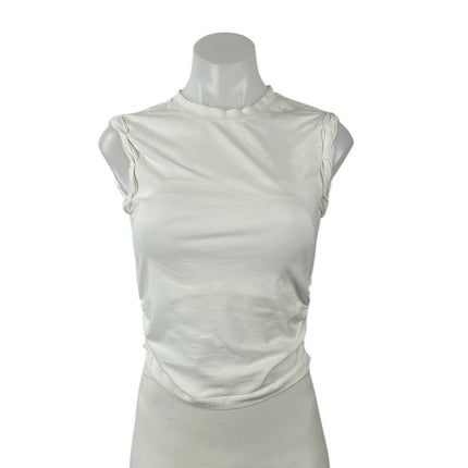 AllSaints White Sleeveless Crew Neck Ruched Knit Muscle Tee Tank Top Size XS