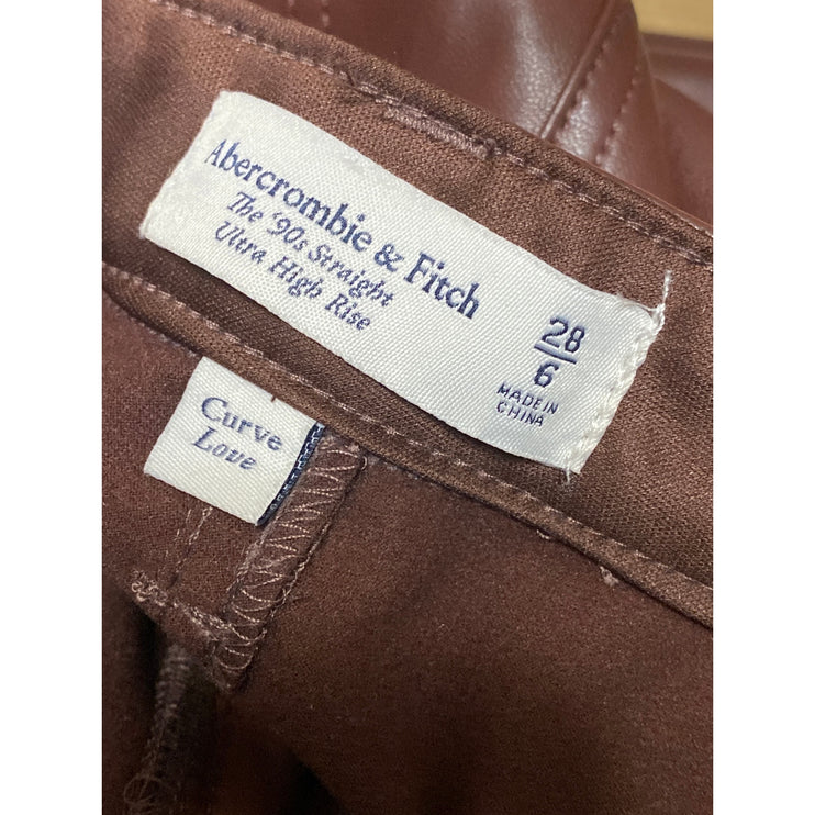 Abercrombie & Fitch The 90s Straight Ultra High Rise Brown Trousers Pants Size 6