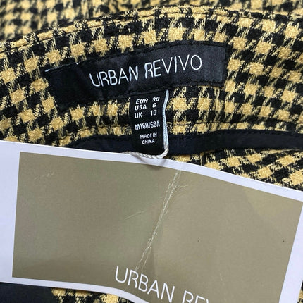 NEW Urban Revivo Women's Green Houndstooth Checkered Gingham Bermuda Shorts Sz 6