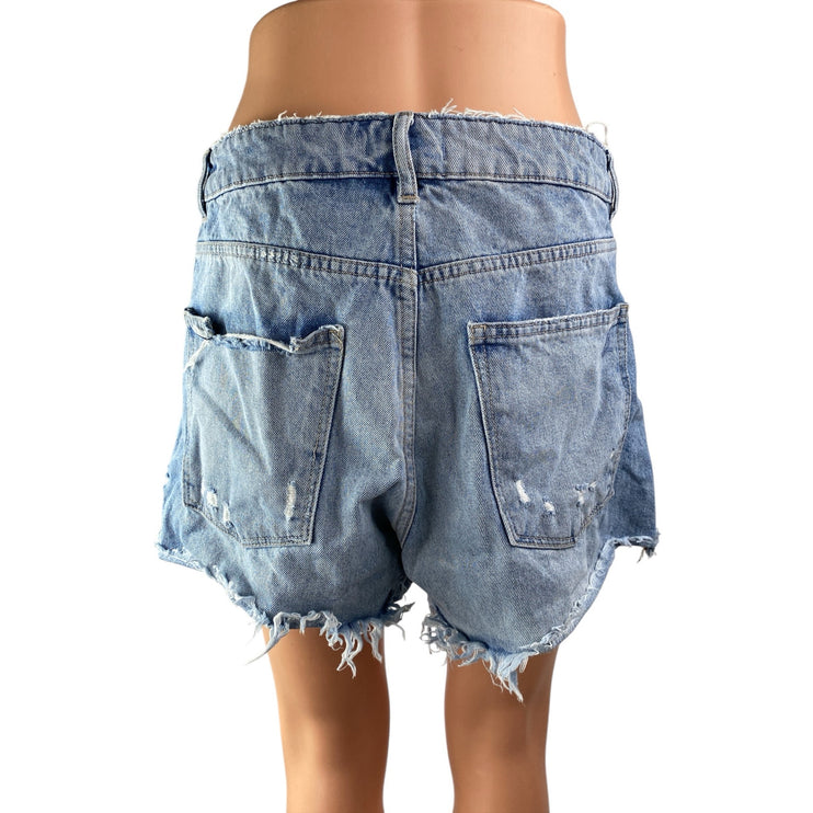 DL1961 Women's Blue Distressed High Waist Frayed Hem Cut Off Denim Shorts Sz 30