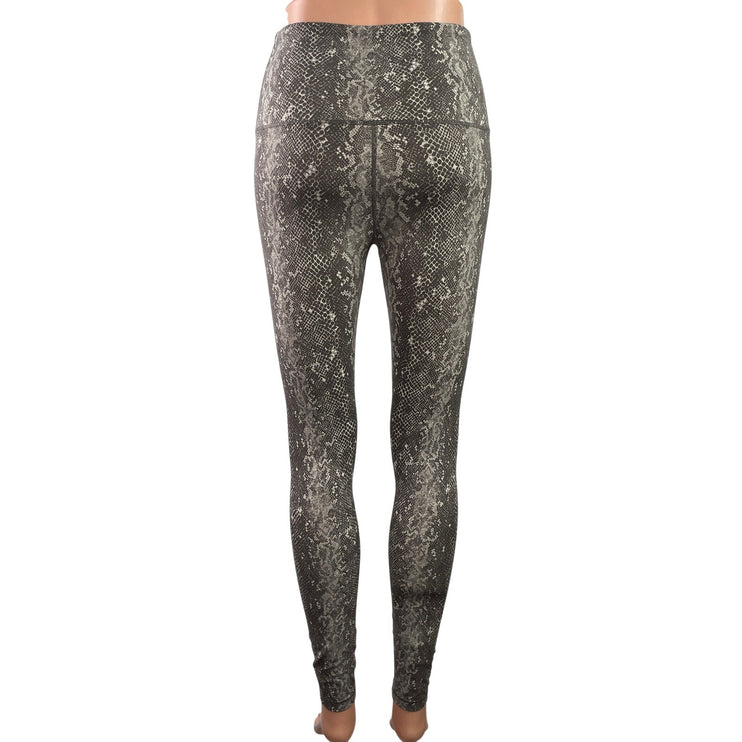 Womens Gray Snakeskin Animal Print High Rise Yoga Athletic Leggings Pants Size S