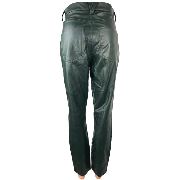 Veronica Beard Maera Green Faux Vegan Leather Skinny High Waist Ankle Pants 29