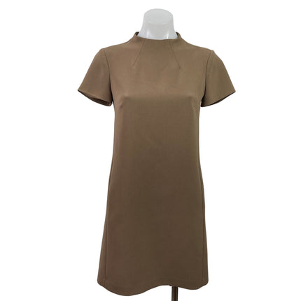 Theory Wome's Brown Short Sleeve High Neck Casual Mini A-Line Shift Dress Size 0