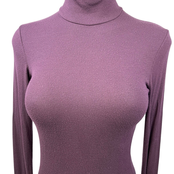 Aritzia Wilfred Purple Ribbed Knit Turtleneck Long Sleeve Pullover Sweater Top S