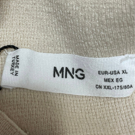 MNG Mango Women's Beige Knit Mock Neck 1/4 Zip Long Sleeve Sweater Top Size XL