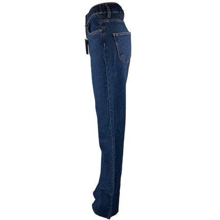 NEW Piral Women's Blue High Waisted Cross Belt Straight Denim Jeans Size M