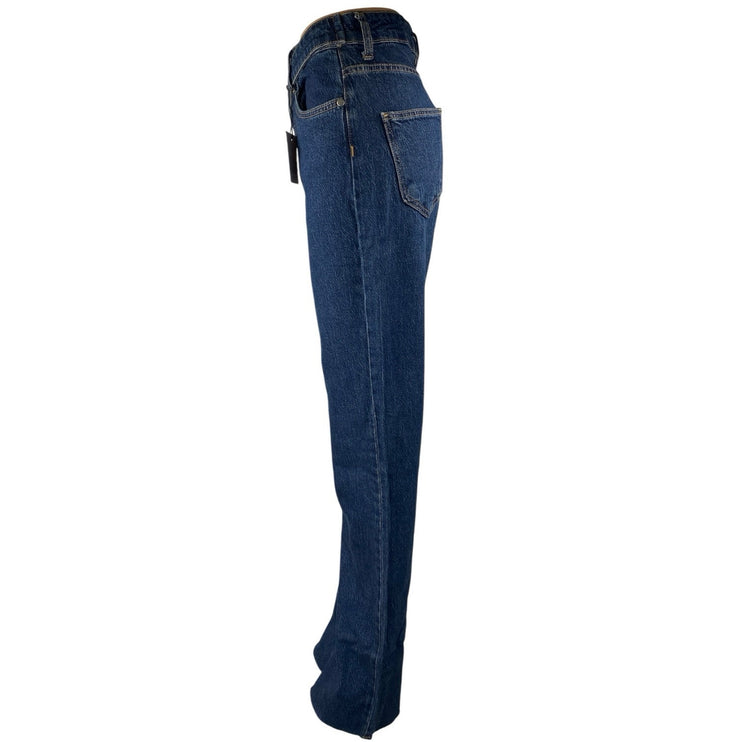 NEW Piral Women's Blue High Waisted Cross Belt Straight Denim Jeans Size M