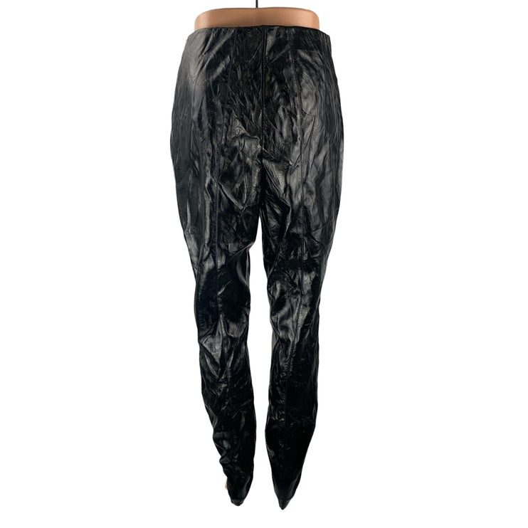 ASOS Women's Black Faux Leather Vegan Tapered High Waisted Trousers Pants Size 8