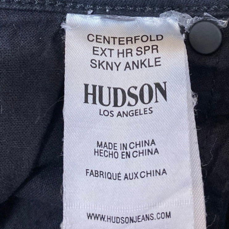 Hudson Women's Black Coated High Waisted Super Skinny Ankle Denim Jeans Size 28