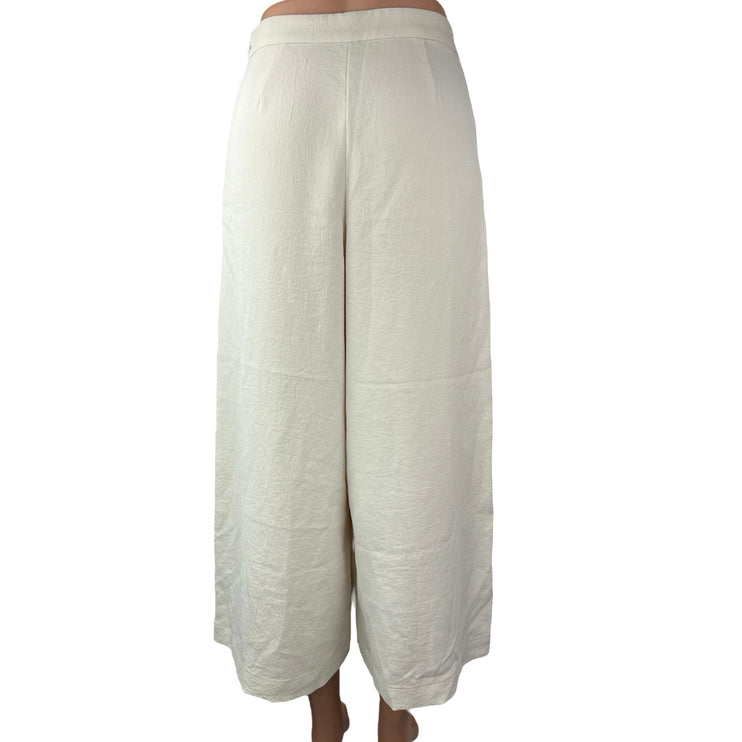 Aritzia Wilfred White High Waisted Career Wide Leg Trouser Cropped Pants Size 4