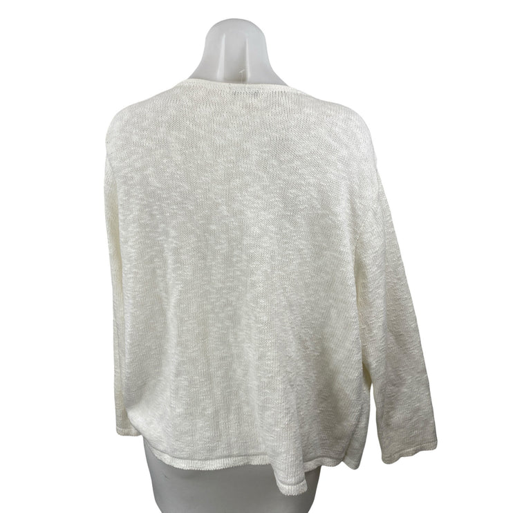 Avalin Womens White Long Sleeve Relaxed Shrug Open Front Cardigan Sweater Top OS