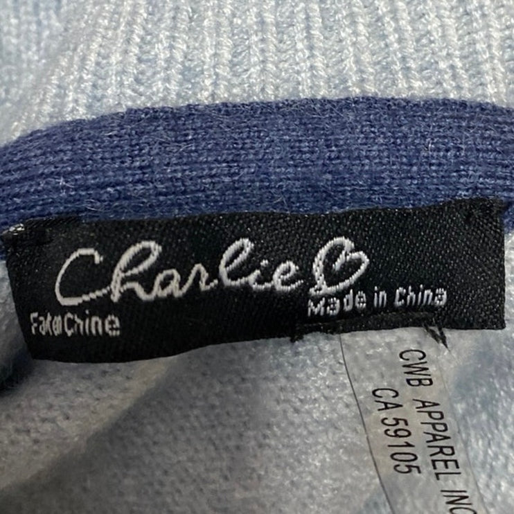 Charlie B Men's Blue Knit 1/4 Zip Long Sleeve Collar Sweatshirt Sweater Top XS