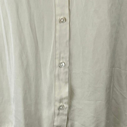 Quince Women's Cream Ivory Silk Satin Short Sleeve Button Up Shirt Top Size XS