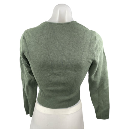 Abercrombie & Fitch Womens Green Knit Square Neck Long Sleeve Crop Sweater Top S