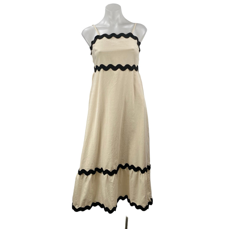 Zesica Women's Cream Sleeveless Summer Maxi Sundress Tank Flare A-Line Dress S