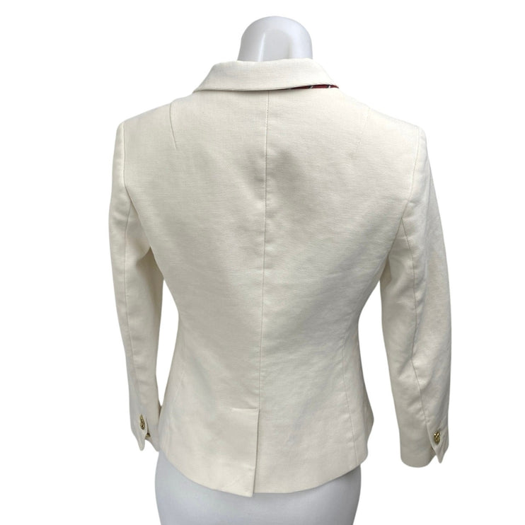 Banana Republic Women's White Twill Long Sleeve One Button Blazer Coat Jacket 4